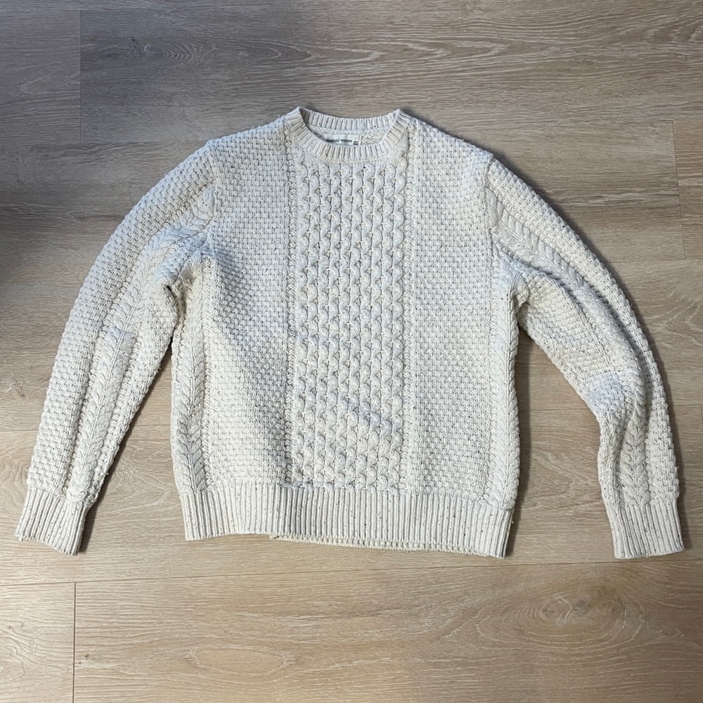 Mutual Weave Cream Fisherman Sweater Size